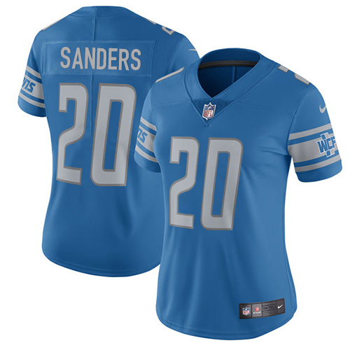 Nike Lions #20 Barry Sanders Light Blue Team Color Women's Stitched NFL Vapor Untouchable Limited Je - Click Image to Close