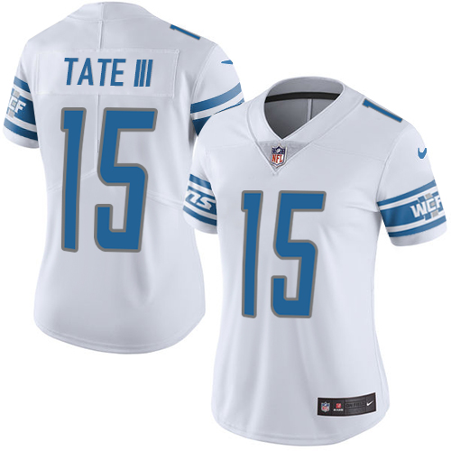 Nike Lions #15 Golden Tate III White Women's Stitched NFL Vapor Untouchable Limited Jersey - Click Image to Close