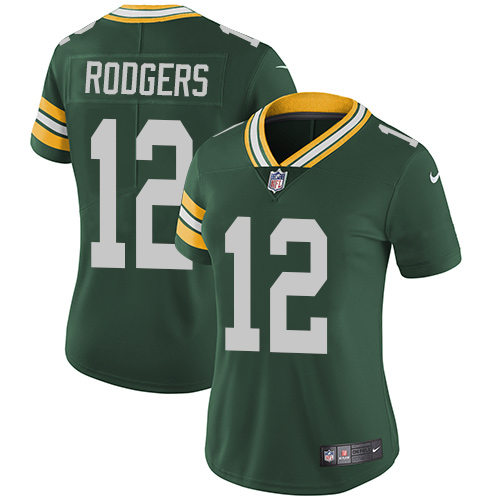 Nike Packers #12 Aaron Rodgers Green Team Color Women's Stitched NFL Vapor Untouchable Limited Jerse - Click Image to Close