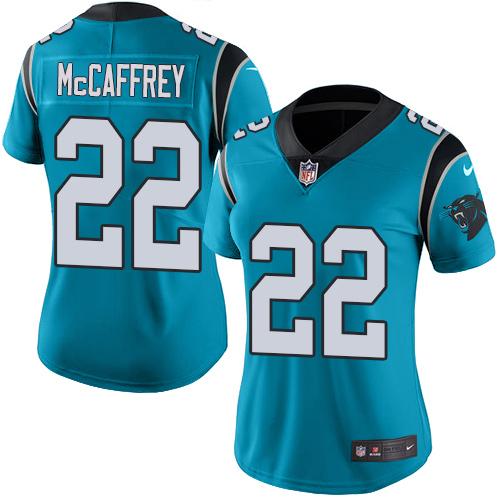 Nike Panthers #22 Christian McCaffrey Blue Alternate Women's Stitched NFL Vapor Untouchable Limited