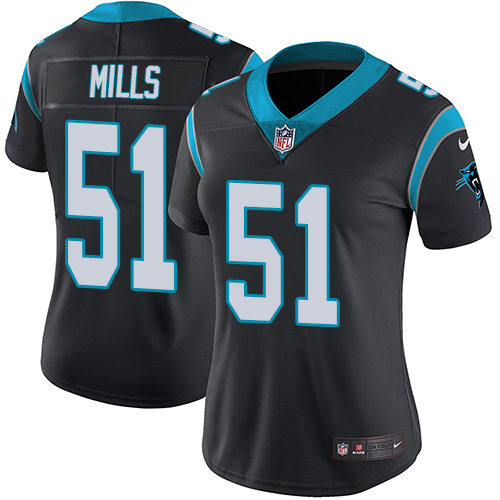 Nike Panthers #51 Sam Mills Black Team Color Women's Stitched NFL Vapor Untouchable Limited Jersey