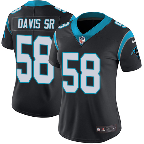 Nike Panthers #58 Thomas Davis Sr Black Team Color Women's Stitched NFL Vapor Untouchable Limited Je