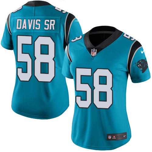 Nike Panthers #58 Thomas Davis Sr Blue Alternate Women's Stitched NFL Vapor Untouchable Limited Jers