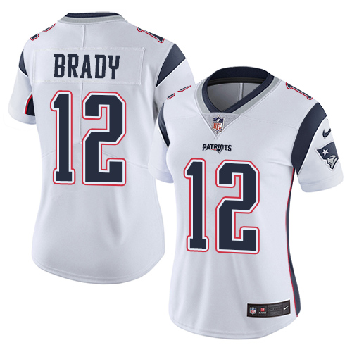 Nike Patriots #12 Tom Brady White Women's Stitched NFL Vapor Untouchable Limited Jersey - Click Image to Close
