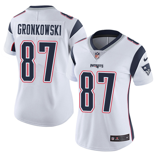 Nike Patriots #87 Rob Gronkowski White Women's Stitched NFL Vapor Untouchable Limited Jersey - Click Image to Close