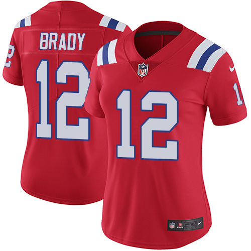 Nike Patriots #12 Tom Brady Red Alternate Women's Stitched NFL Vapor Untouchable Limited Jersey - Click Image to Close