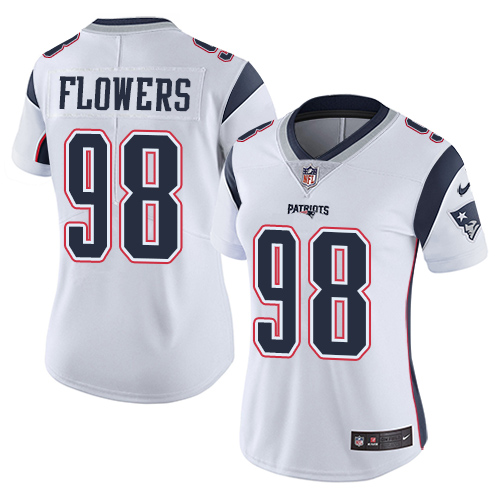 Nike Patriots #98 Trey Flowers White Women's Stitched NFL Vapor Untouchable Limited Jersey - Click Image to Close