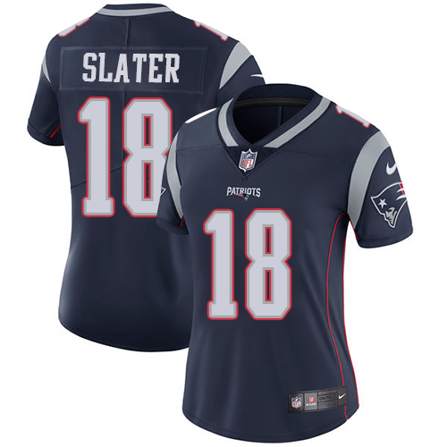 Nike Patriots #18 Matt Slater Navy Blue Team Color Women's Stitched NFL Vapor Untouchable Limited Je - Click Image to Close