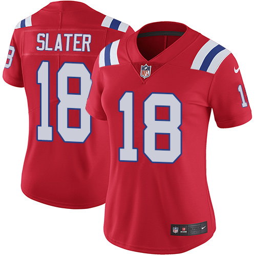 Nike Patriots #18 Matt Slater Red Alternate Women's Stitched NFL Vapor Untouchable Limited Jersey - Click Image to Close