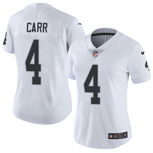 Nike Raiders #4 Derek Carr White Women's Stitched NFL Vapor Untouchable Limited Jersey - Click Image to Close