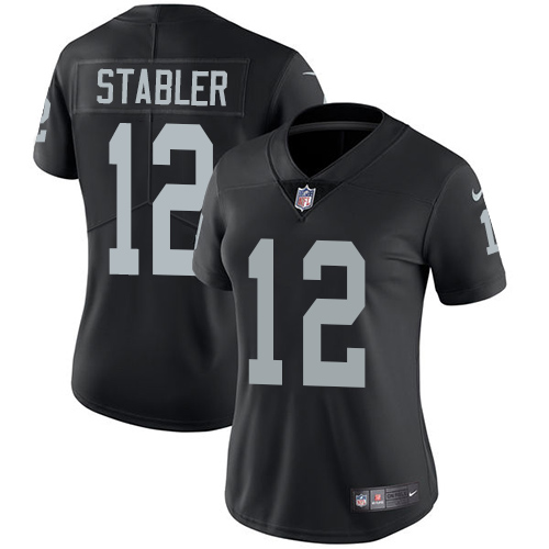 Nike Raiders #12 Kenny Stabler Black Team Color Women's Stitched NFL Vapor Untouchable Limited Jerse