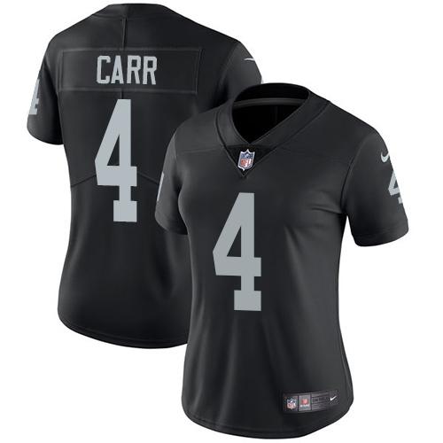 Nike Raiders #4 Derek Carr Black Women's Stitched NFL Vapor Untouchable Limited Jersey - Click Image to Close