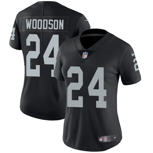Nike Raiders #24 Charles Woodson Black Team Color Women's Stitched NFL Vapor Untouchable Limited Jer - Click Image to Close