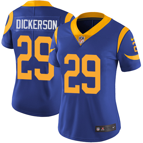 Nike Rams #29 Eric Dickerson Royal Blue Alternate Women's Stitched NFL Vapor Untouchable Limited Jer - Click Image to Close