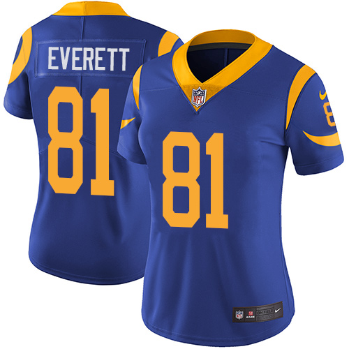 Nike Rams #81 Gerald Everett Royal Blue Alternate Women's Stitched NFL Vapor Untouchable Limited Jer