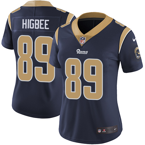 Nike Rams #89 Tyler Higbee Navy Blue Team Color Women's Stitched NFL Vapor Untouchable Limited Jerse