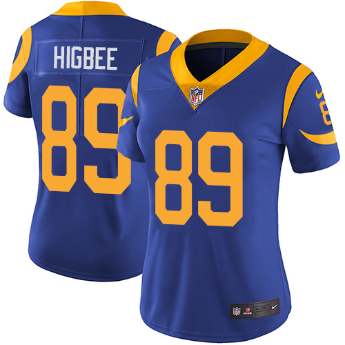 Nike Rams #89 Tyler Higbee Royal Blue Alternate Women's Stitched NFL Vapor Untouchable Limited Jerse