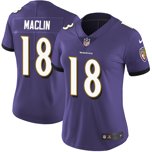 Nike Ravens #18 Jeremy Maclin Purple Team Color Women's Stitched NFL Vapor Untouchable Limited Jerse