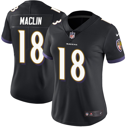 Nike Ravens #18 Jeremy Maclin Black Alternate Women's Stitched NFL Vapor Untouchable Limited Jersey