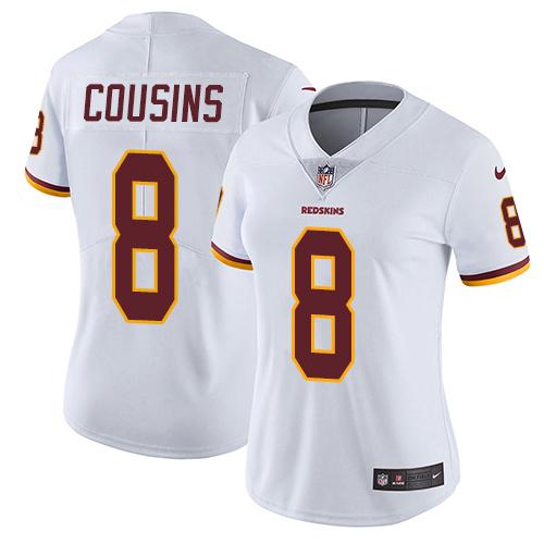 Nike Redskins #8 Kirk Cousins White Women's Stitched NFL Vapor Untouchable Limited Jersey - Click Image to Close