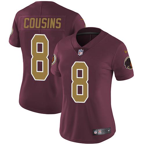Nike Redskins #8 Kirk Cousins Burgundy Red Alternate Women's Stitched NFL Vapor Untouchable Limited - Click Image to Close