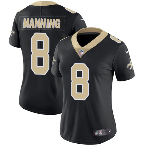 Nike Saints #8 Archie Manning Black Team Color Women's Stitched NFL Vapor Untouchable Limited Jersey - Click Image to Close