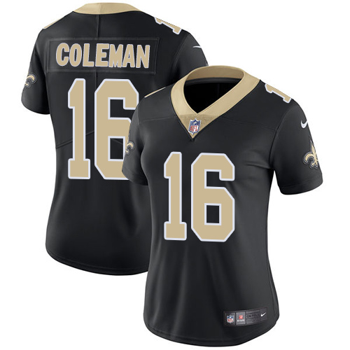 Nike Saints #16 Brandon Coleman Black Team Color Women's Stitched NFL Vapor Untouchable Limited Jers