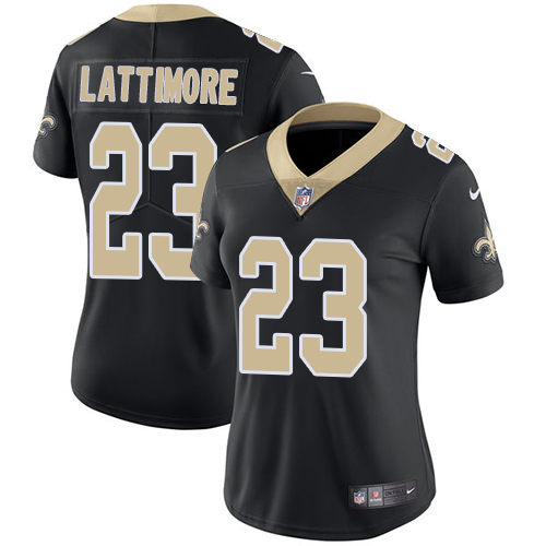 Nike Saints #23 Marshon Lattimore Black Team Color Women's Stitched NFL Vapor Untouchable Limited Je