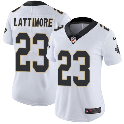Nike Saints #23 Marshon Lattimore White Women's Stitched NFL Vapor Untouchable Limited Jersey