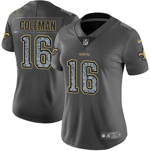 Nike Saints #16 Brandon Coleman Gray Static Women's Stitched NFL Vapor Untouchable Limited Jersey