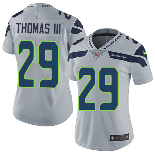 Nike Seahawks #29 Earl Thomas III Grey Alternate Women's Stitched NFL Vapor Untouchable Limited Jers