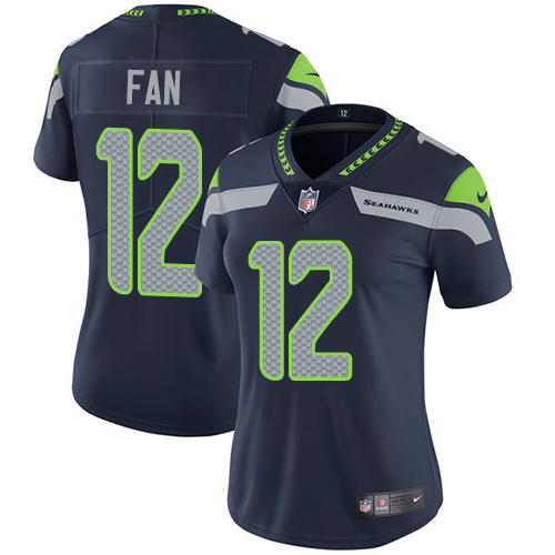 Nike Seahawks #12 Fan Steel Blue Team Color Women's Stitched NFL Vapor Untouchable Limited Jersey - Click Image to Close