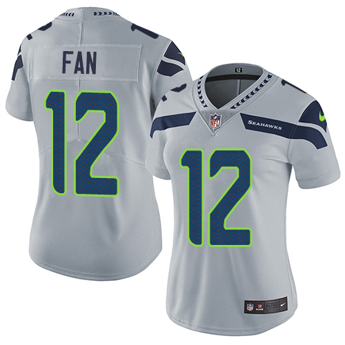 Nike Seahawks #12 Fan Grey Alternate Women's Stitched NFL Vapor Untouchable Limited Jersey