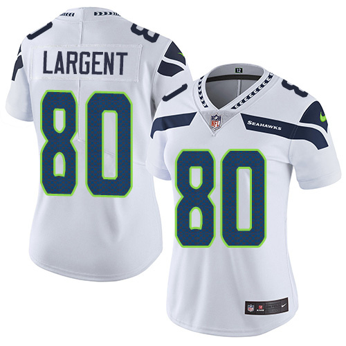 Nike Seahawks #80 Steve Largent White Women's Stitched NFL Vapor Untouchable Limited Jersey - Click Image to Close