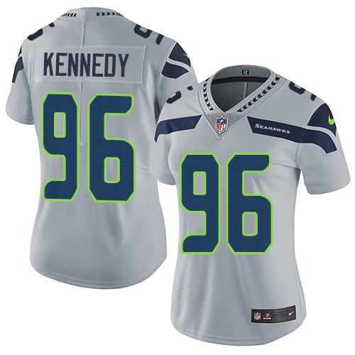 Nike Seahawks #96 Cortez Kennedy Grey Alternate Women's Stitched NFL Vapor Untouchable Limited Jerse - Click Image to Close