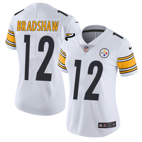 Nike Steelers #12 Terry Bradshaw White Women's Stitched NFL Vapor Untouchable Limited Jersey - Click Image to Close
