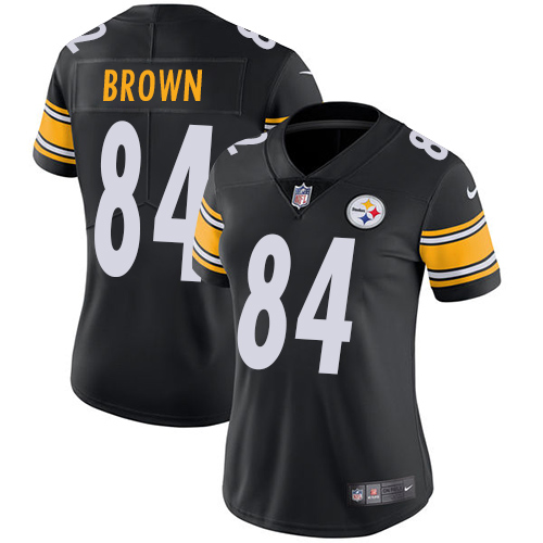 Nike Steelers #84 Antonio Brown Black Team Color Women's Stitched NFL Vapor Untouchable Limited Jers - Click Image to Close