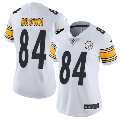 Nike Steelers #84 Antonio Brown White Women's Stitched NFL Vapor Untouchable Limited Jersey - Click Image to Close