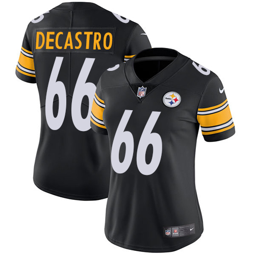 Nike Steelers #66 David DeCastro Black Team Color Women's Stitched NFL Vapor Untouchable Limited Jer