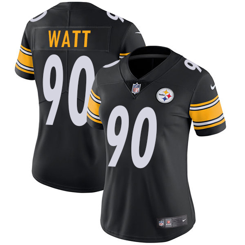 Nike Steelers #90 T. J. Watt Black Team Color Women's Stitched NFL Vapor Untouchable Limited Jersey - Click Image to Close