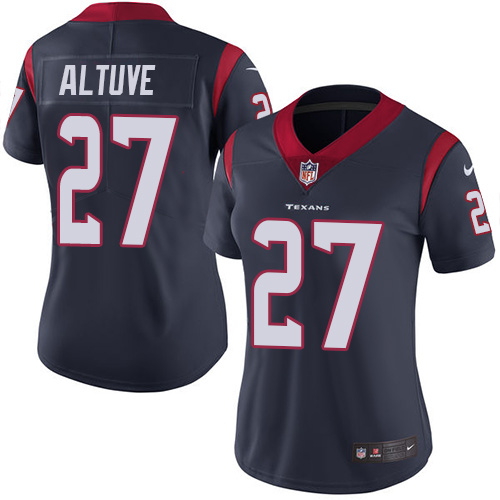 Nike Texans #27 Jose Altuve Navy Blue Team Color Women's Stitched NFL Vapor Untouchable Limited Jers