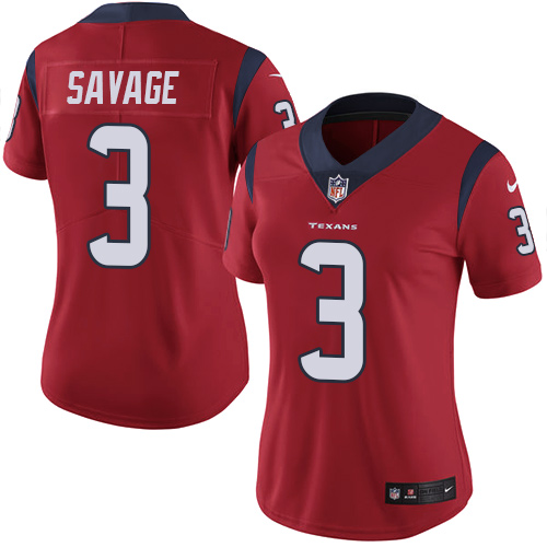 Nike Texans #3 Tom Savage Red Alternate Women's Stitched NFL Vapor Untouchable Limited Jersey - Click Image to Close
