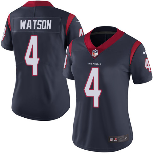 Nike Texans #4 Deshaun Watson Navy Blue Team Color Women's Stitched NFL Vapor Untouchable Limited Je