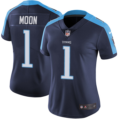 Nike Titans #1 Warren Moon Navy Blue Alternate Women's Stitched NFL Vapor Untouchable Limited Jersey
