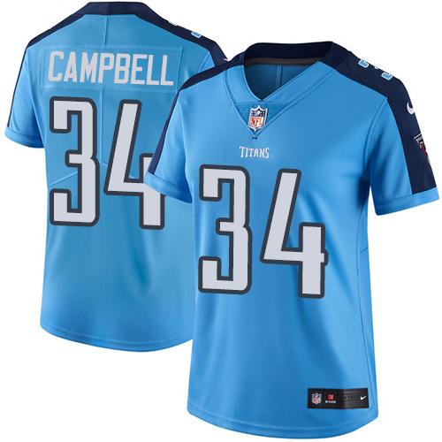 Nike Titans #34 Earl Campbell Light Blue Team Color Women's Stitched NFL Vapor Untouchable Limited J