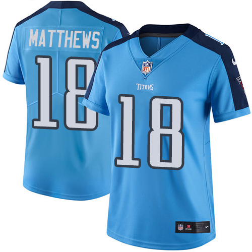 Nike Titans #18 Rishard Matthews Light Blue Team Color Women's Stitched NFL Vapor Untouchable Limite - Click Image to Close