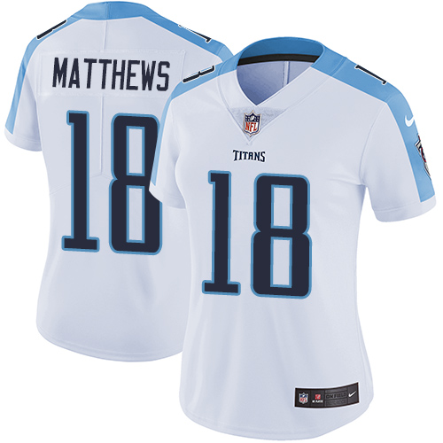 Nike Titans #18 Rishard Matthews White Women's Stitched NFL Vapor Untouchable Limited Jersey - Click Image to Close