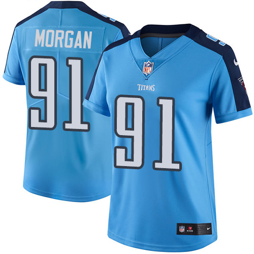 Nike Titans #91 Derrick Morgan Light Blue Team Color Women's Stitched NFL Vapor Untouchable Limited
