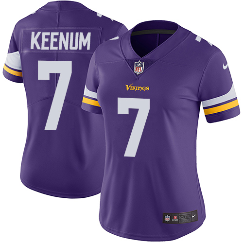 Nike Vikings #7 Case Keenum Purple Team Color Women's Stitched NFL Vapor Untouchable Limited Jersey - Click Image to Close