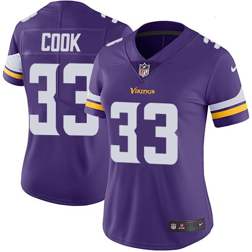 Nike Vikings #33 Dalvin Cook Purple Team Color Women's Stitched NFL Vapor Untouchable Limited Jersey